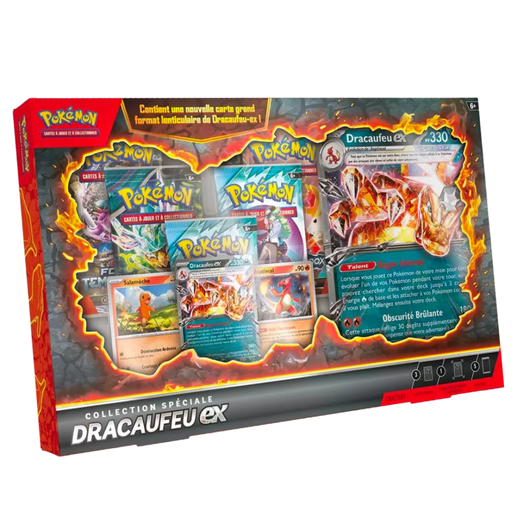 Coffret Pokémon Collection Spéciale Dracaufeu EX - 5 Boosters - ASH