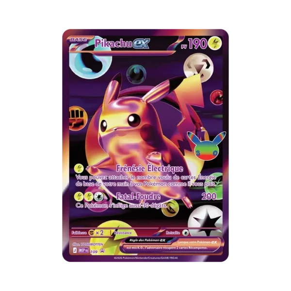 Carte promo Pikachu-ex 30e Anniversaire (Soirée)